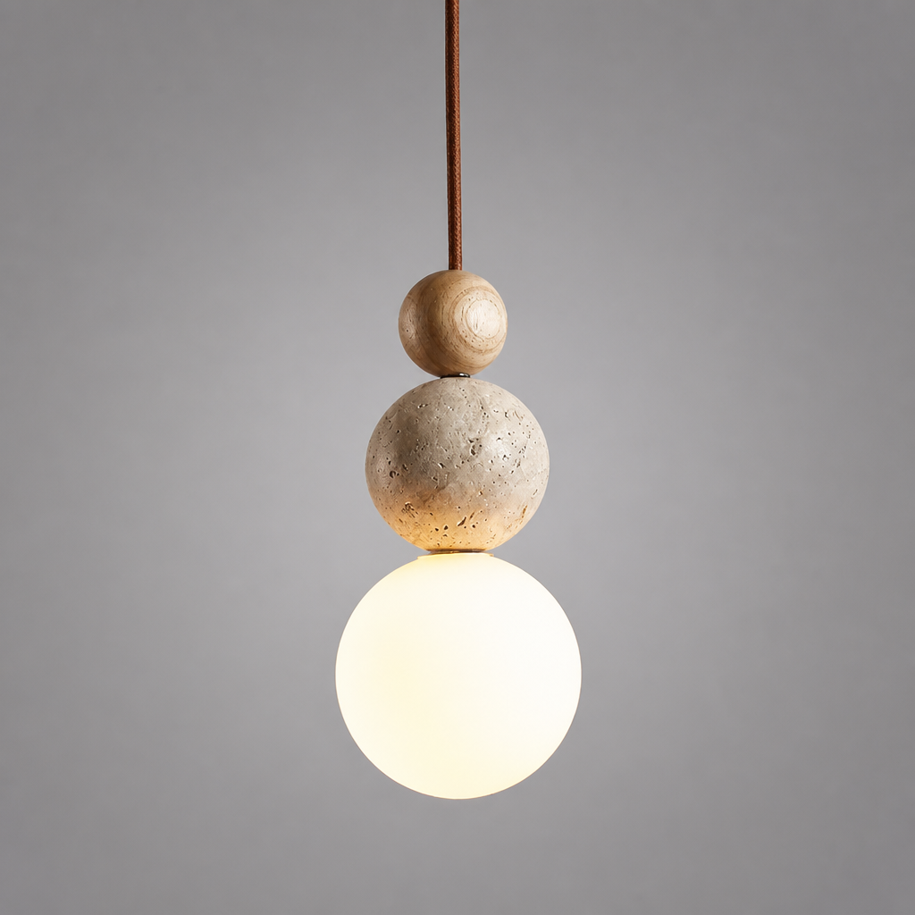 Japandi Stone & Wood LED Chandelier - Image 10