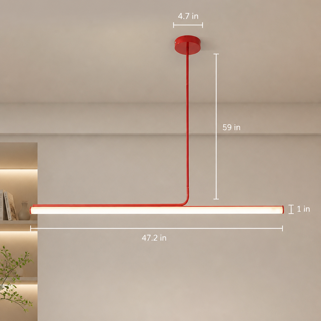 Minimalist Chrome LED Long Tube Pendant Light - Image 6