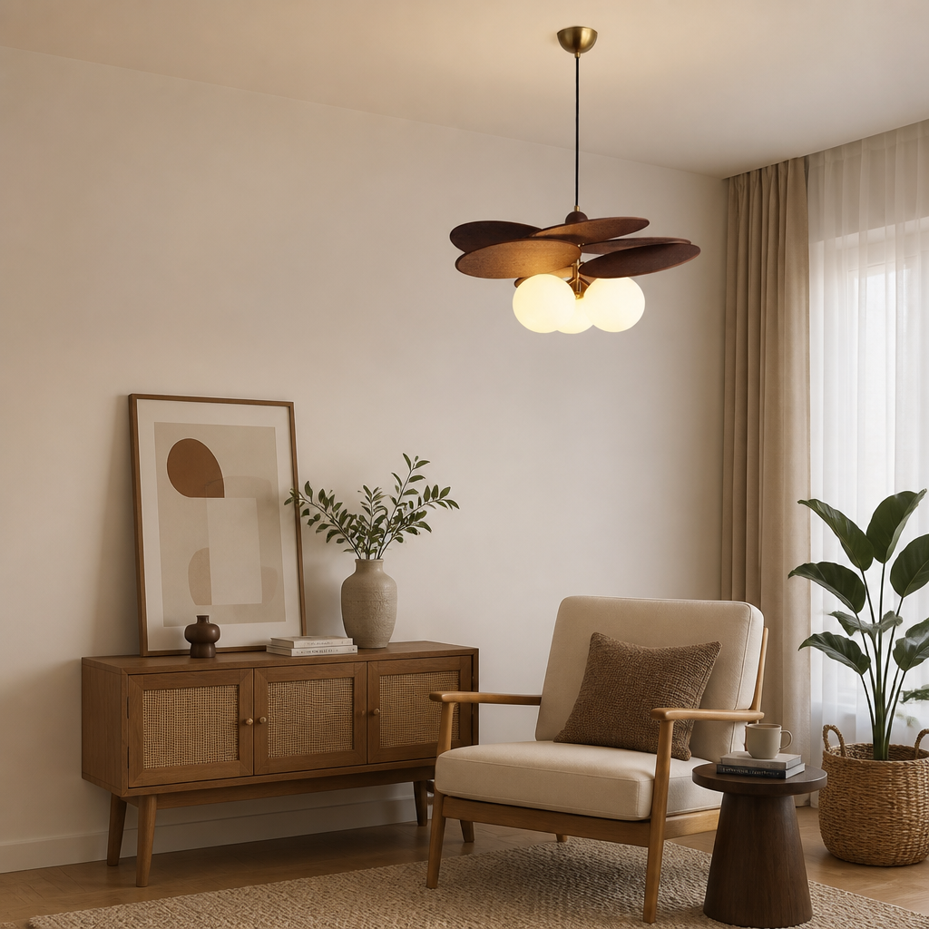 Rustic Metal & Glass 3-Head Chandelier - Image 5