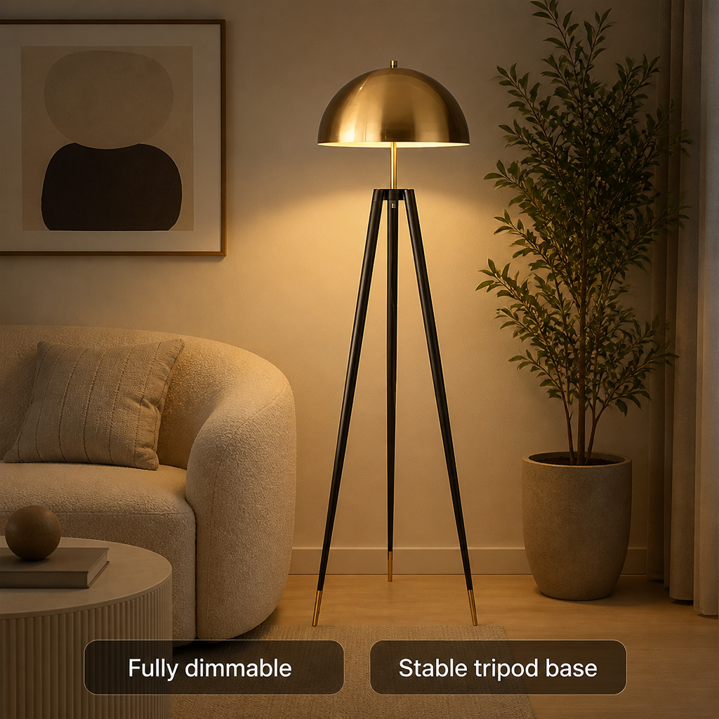 Scandinavian Tripod Mushroom Floor Lamp - Image 2