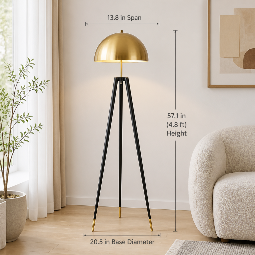 Scandinavian Tripod Mushroom Floor Lamp - Image 8