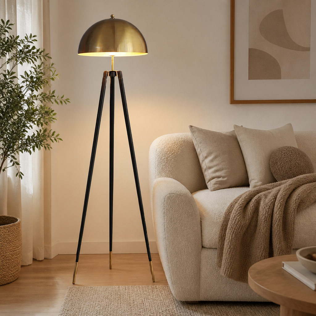 Scandinavian Tripod Mushroom Floor Lamp - Image 9