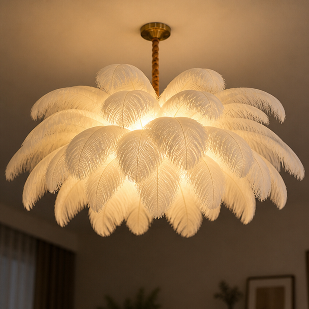 Scandinavian White Feather Pendant Light - Image 8